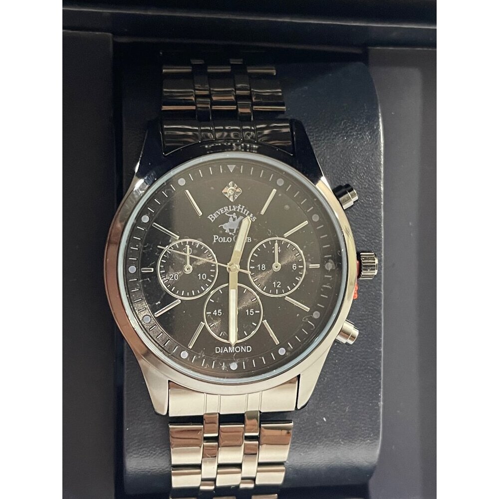 Beverly Hills Polo Club Mens Black Dial Chronograph Watch In Original Box, New - Picture 5 of 11